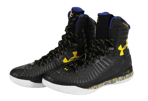 Stephen Curry Signed Under Armour Black, Gold, and Blue Practice Sneakers